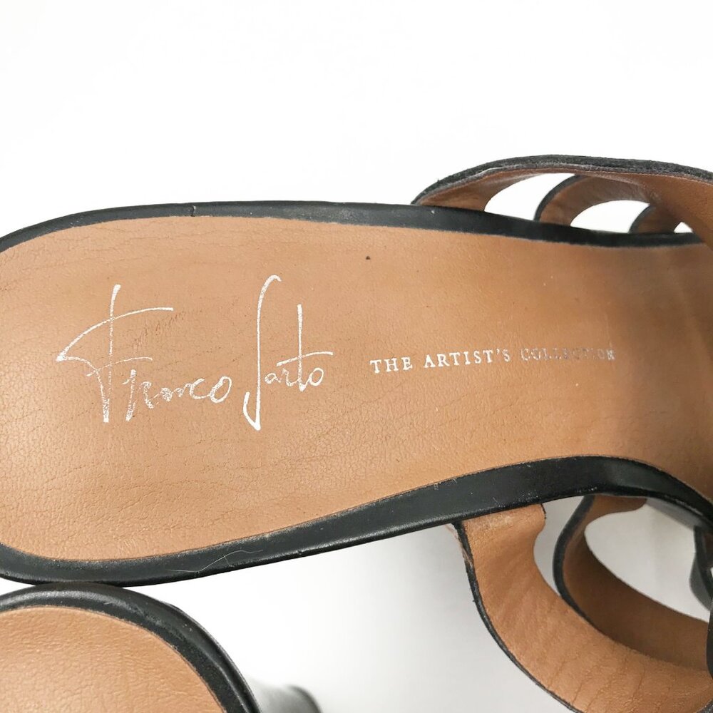 FRANCO SARTO Nikita Black Caged Wedge Heels Leather Strappy Sandals Womens 9 - Picture 8 of 12